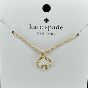 Kate Spade Everyday Spade Necklace White Enamel Gold Tone NWT
